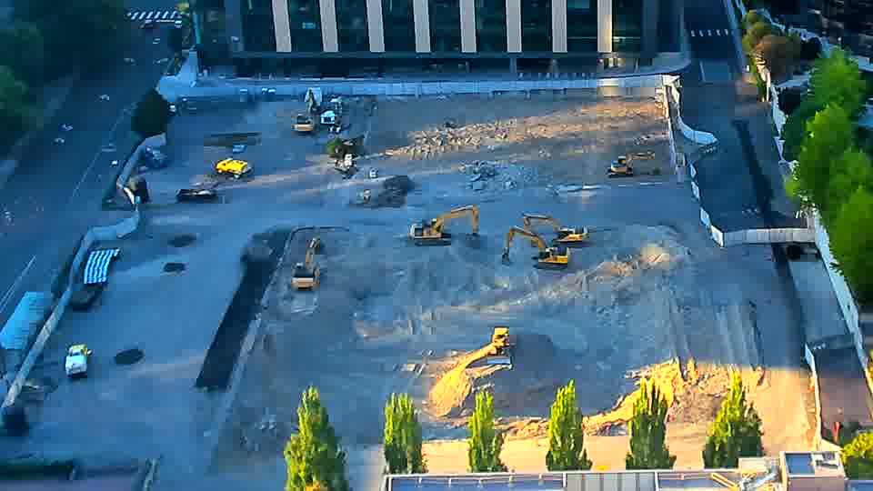 The arrangement of equipment across the site remains remarkably stable, with only subtle shifts in shadow positions apparent.