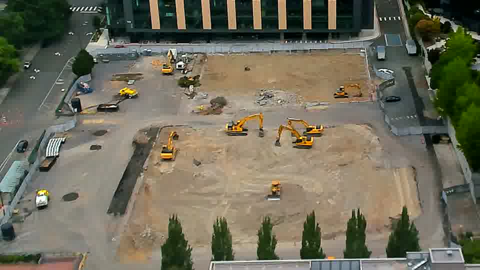 The equipment layout across the site remains largely as it was fifteen minutes ago.