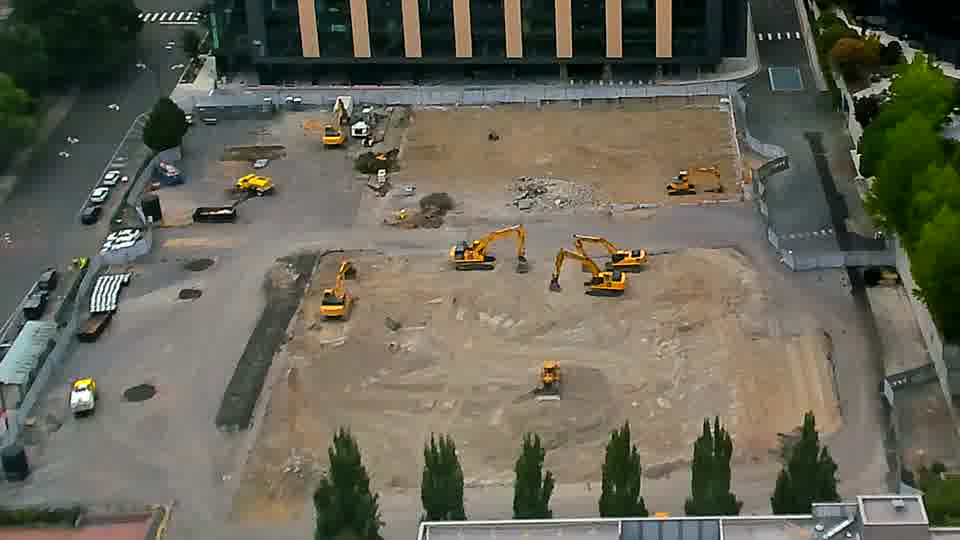 NoSCno movement is visible across the site, with all machinery and vehicles remaining in place.