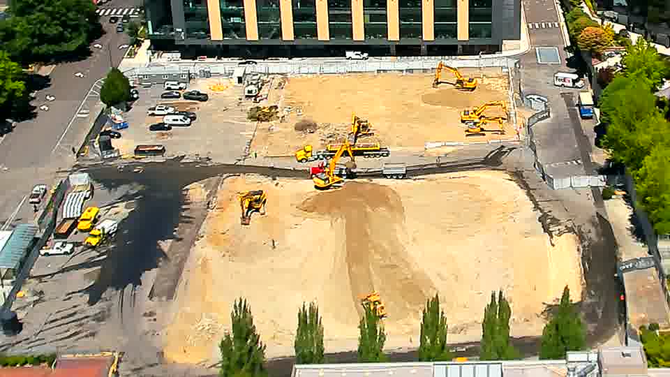 The site’s arrangement of equipment remains stable, with only slight variations in sunlight and shadow.