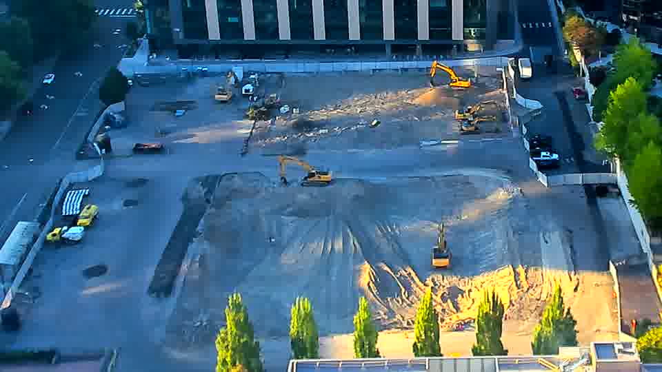 The site presents a familiar view, with equipment remaining in the same locations as fifteen minutes ago.