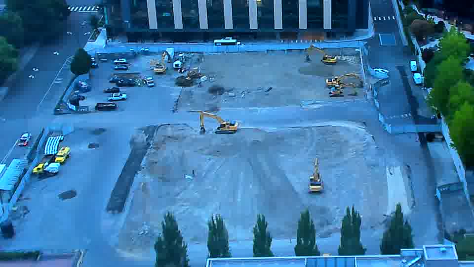 The site's layout remains remarkably consistent, with the machines holding their positions across the cleared area.