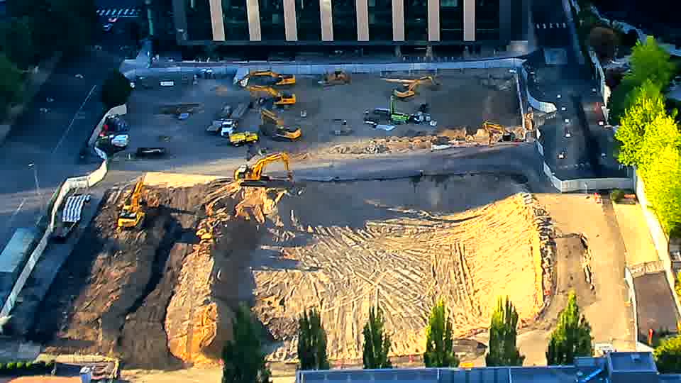 NoCranes and equipment remain in the same positions across the site.
