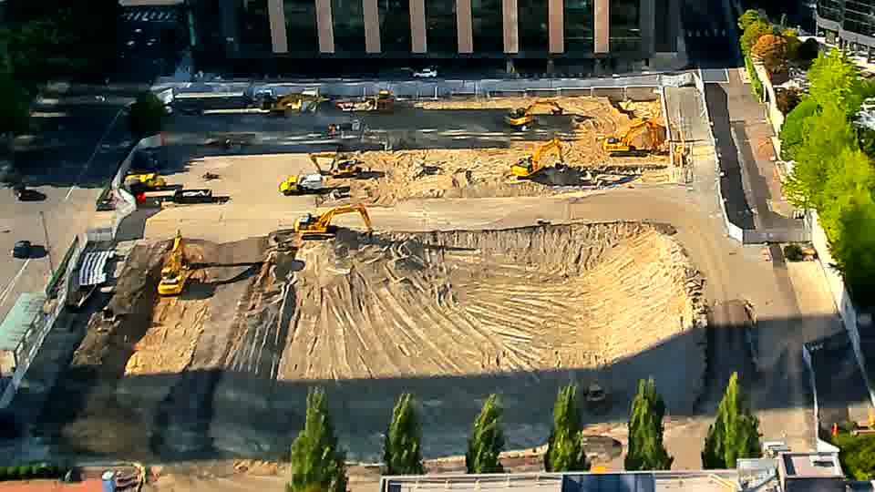 The site remains largely as it was, with no apparent movement of equipment or materials in the last fifteen minutes.