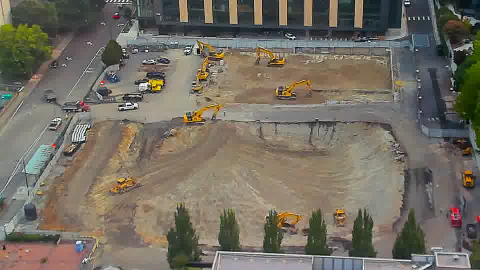 The scene is remarkably still, with no apparent movement of equipment or vehicles in the last quarter hour.