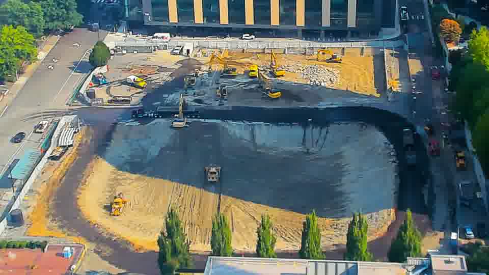 The patterns in the worked area have been reshaped, indicating activity across the site.