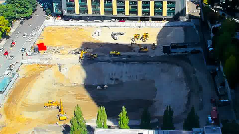 Construction camera frame at 11:45 AM PT. No visible change between these frames.