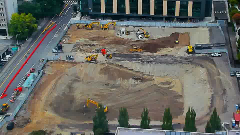 Construction camera frame at 8:45 AM PT. No visible change between these frames.