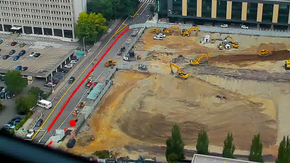 Construction camera frame at 10:45 AM PT. No visible change between these frames.