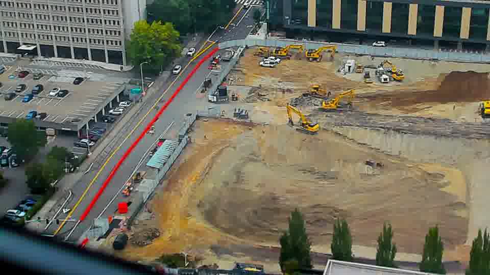 Construction camera frame at 11:30 AM PT. No visible change between these frames.