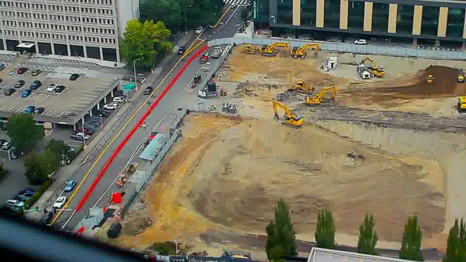 Construction camera frame at 11:45 AM PT. No visible change between these frames.