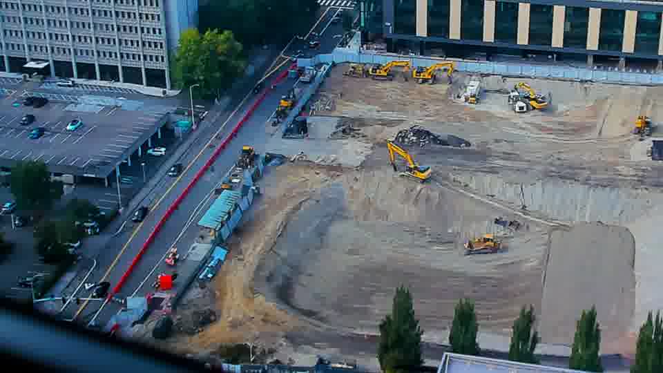 Construction camera frame at 4:45 PM PT. No visible change between these frames.