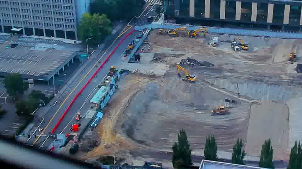 Construction camera frame at 6:45 PM PT. No visible change between these frames.