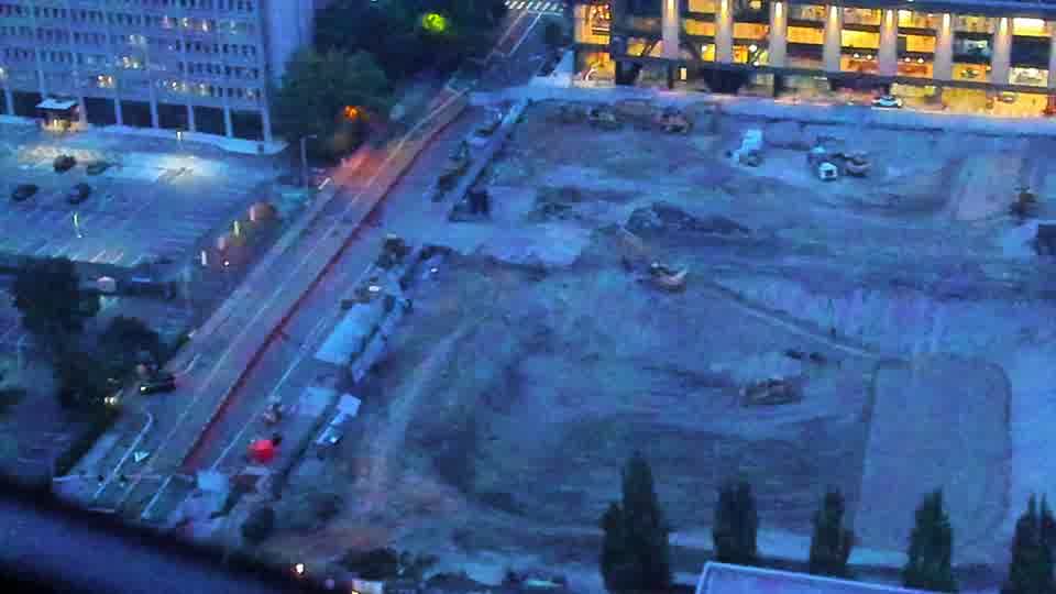 Construction camera frame at 6:30 AM PT. Frame saved. Automated comparison was skipped; activity has not been assessed.