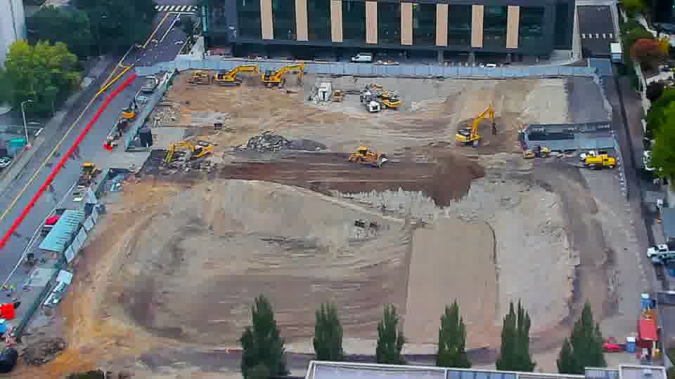 Construction camera frame at 7:45 AM PT. No visible change between these frames.