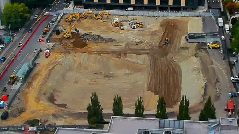 Construction camera frame at 1:45 PM PT. No visible change between these frames.