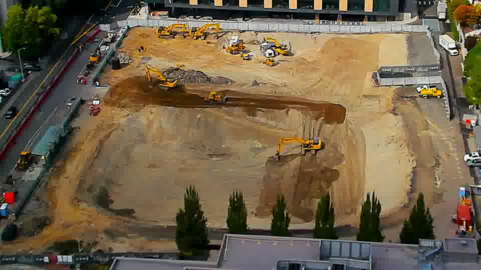 Construction camera frame at 2:45 PM PT. No visible change between these frames.