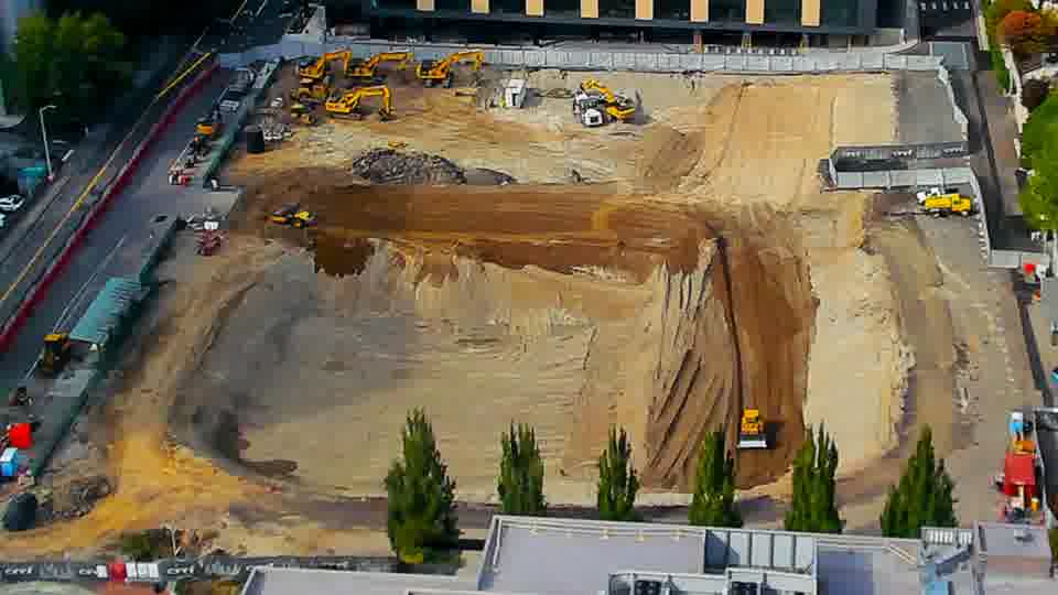 Construction camera frame at 3:45 PM PT. No visible change between these frames.