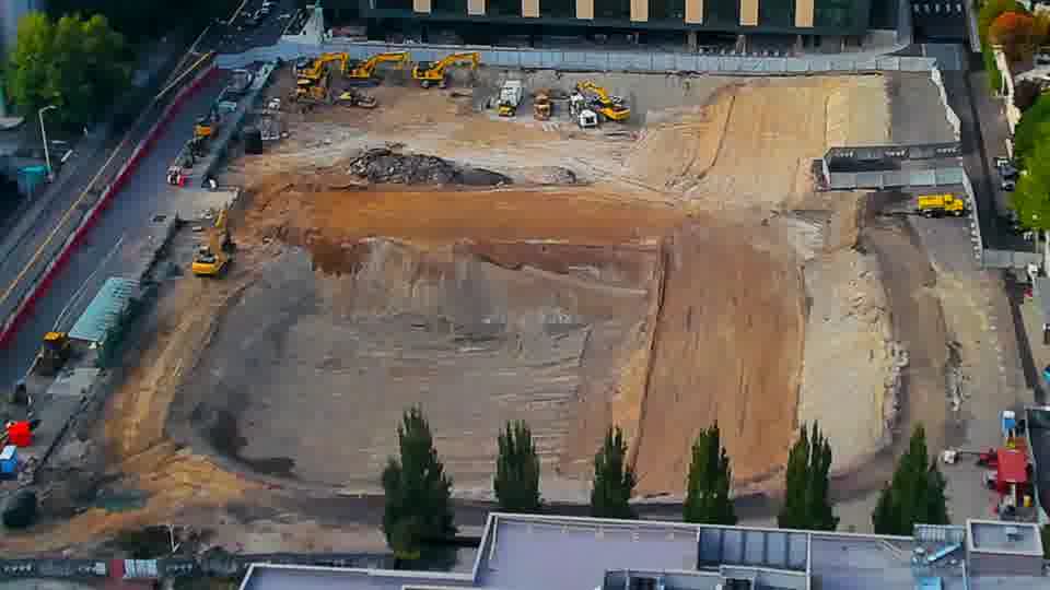 Construction camera frame at 5:45 PM PT. No visible change between these frames.