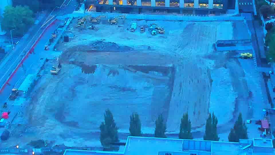 Construction camera frame at 6:45 AM PT. Frame saved. Automated comparison was skipped; activity has not been assessed.