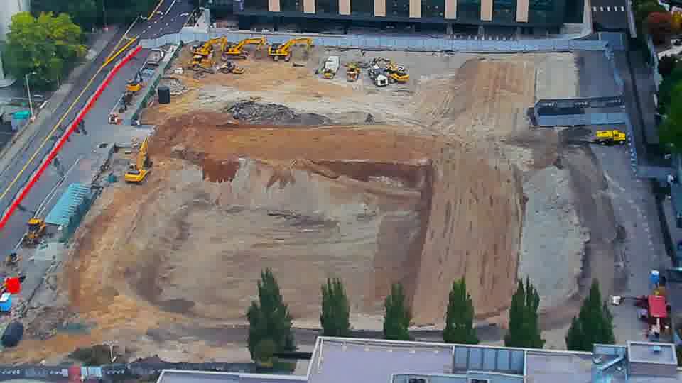 Construction camera frame at 7:30 AM PT. Frame saved. Automated comparison was skipped; activity has not been assessed.