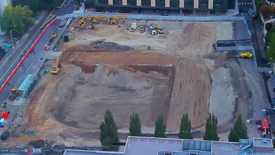 Construction camera frame at 8:00 AM PT. No visible change between these frames.