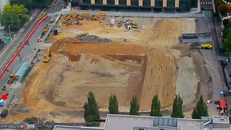 Construction camera frame at 8:15 AM PT. No visible change between these frames.