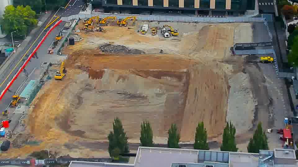 Construction camera frame at 8:45 AM PT. No visible change between these frames.