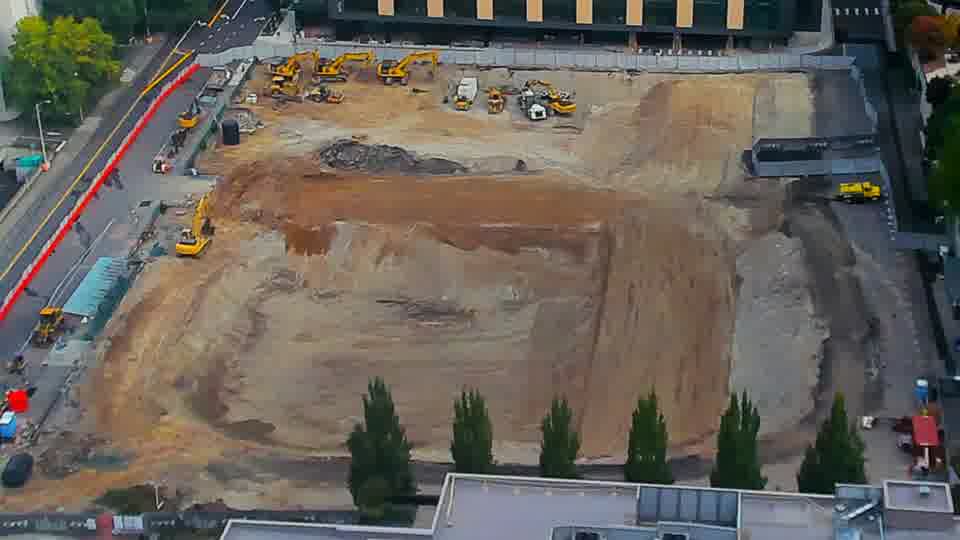 Construction camera frame at 9:45 AM PT. No visible change between these frames.
