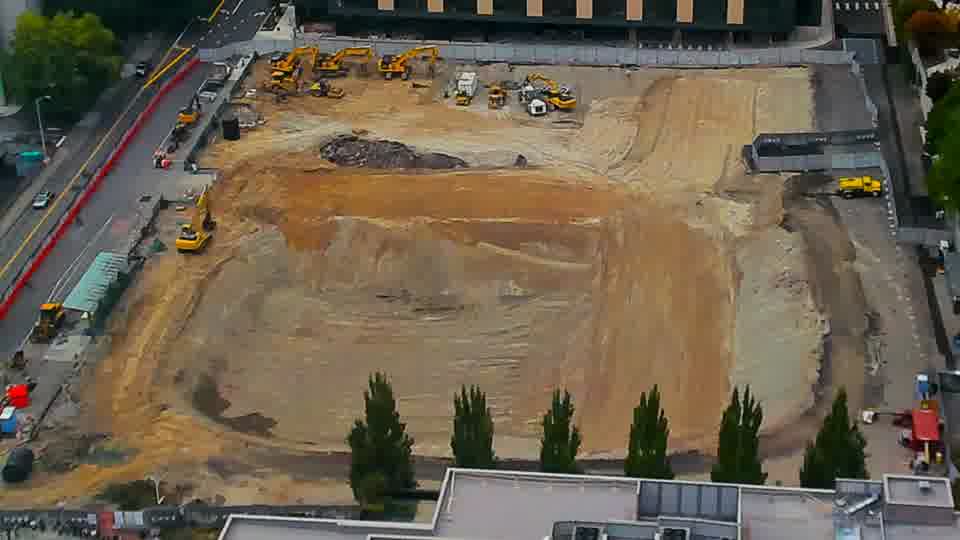 September 12 camera frame showing a graded block with a shallower central excavation.