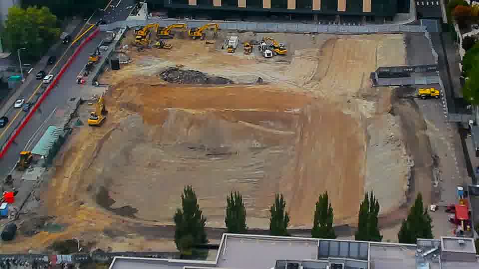 Construction camera frame at 4:45 PM PT. No visible change between these frames.