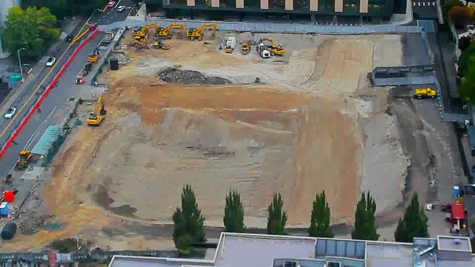 Construction camera frame at 5:45 PM PT. No visible change between these frames.