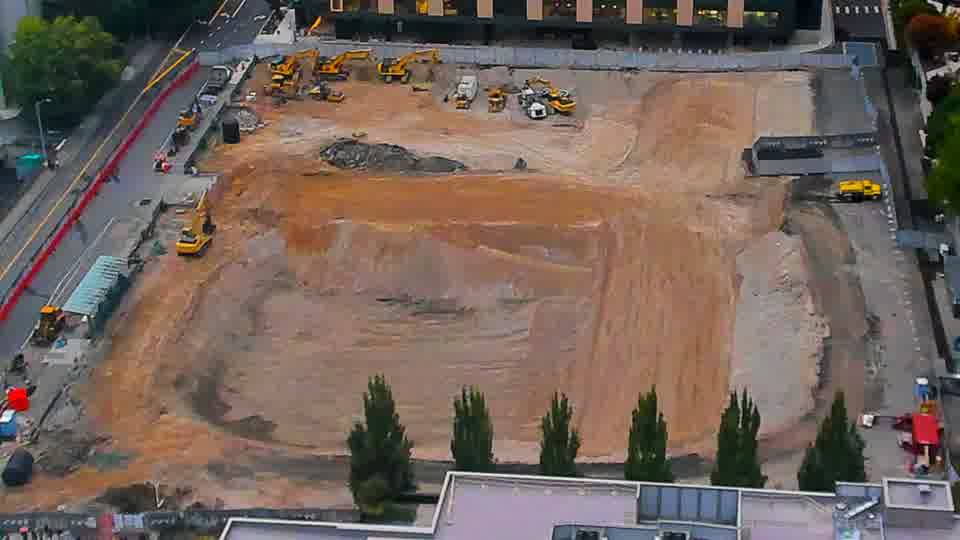 Construction camera frame at 7:15 PM PT. Frame saved. Automated comparison was skipped; activity has not been assessed.