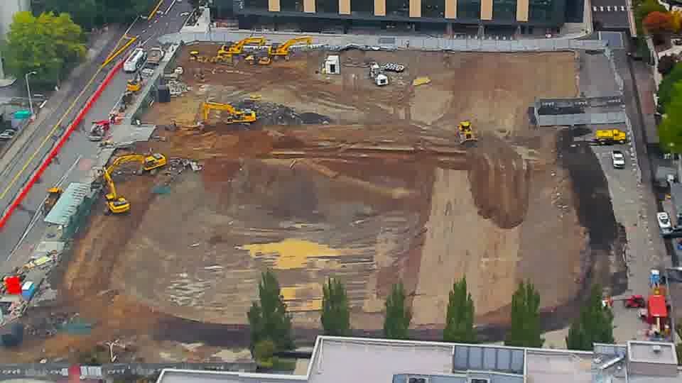 Construction camera frame at 8:00 AM PT. No visible change between these frames.