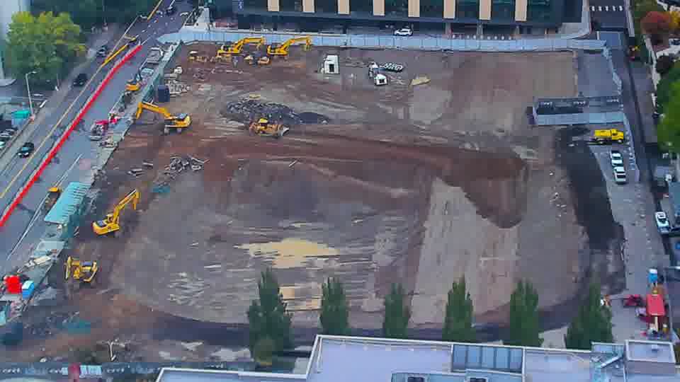 Construction camera frame at 8:30 AM PT. No visible change between these frames.