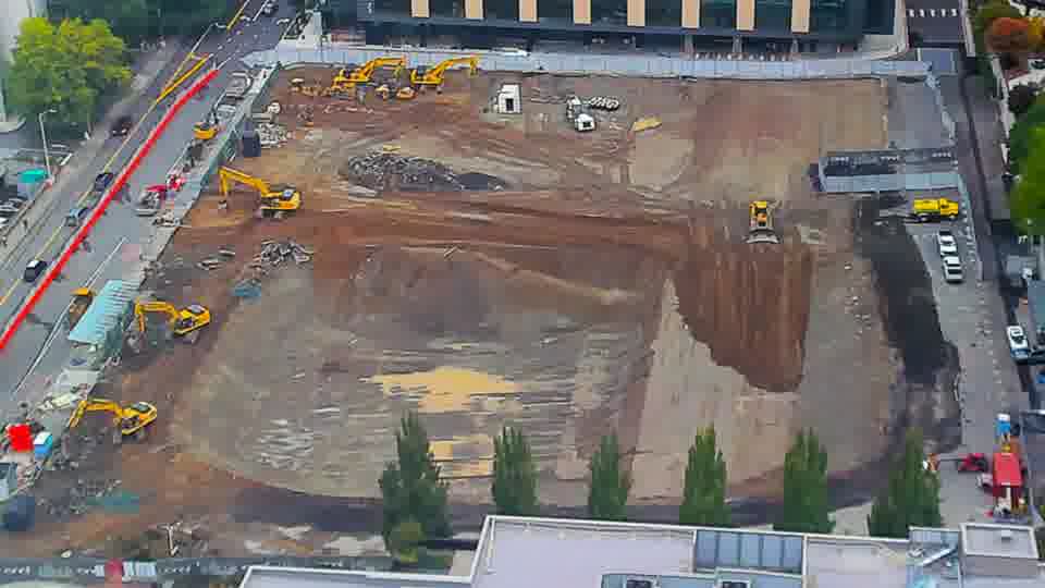 Construction camera frame at 8:45 AM PT. No visible change between these frames.