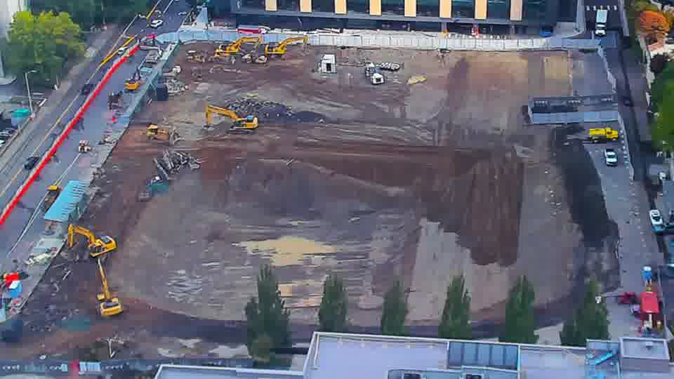Construction camera frame at 9:30 AM PT. No visible change between these frames.