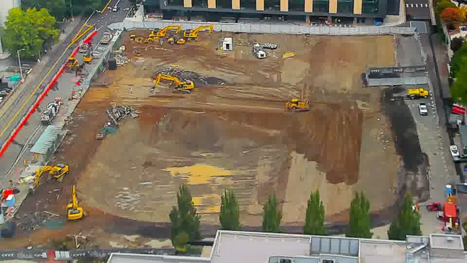 Construction camera frame at 9:45 AM PT. No visible change between these frames.