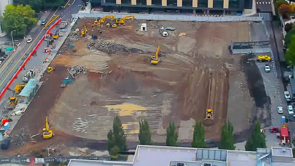 Construction camera frame at 10:45 AM PT. No visible change between these frames.