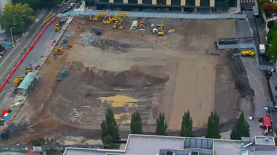 Construction camera frame at 3:45 PM PT. No visible change between these frames.