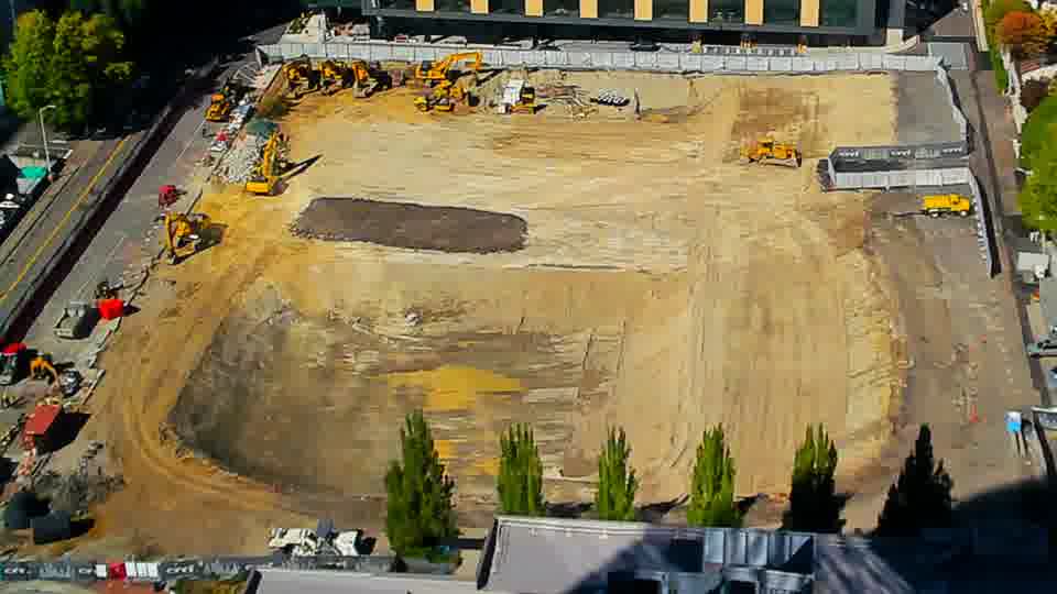 Construction camera frame at 2:45 PM PT. No visible change between these frames.