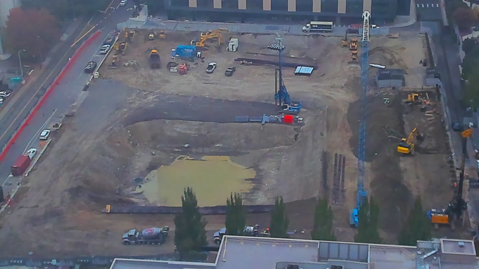 Construction camera frame at 9:00 AM PT. Frame saved. Automated observation is unavailable.