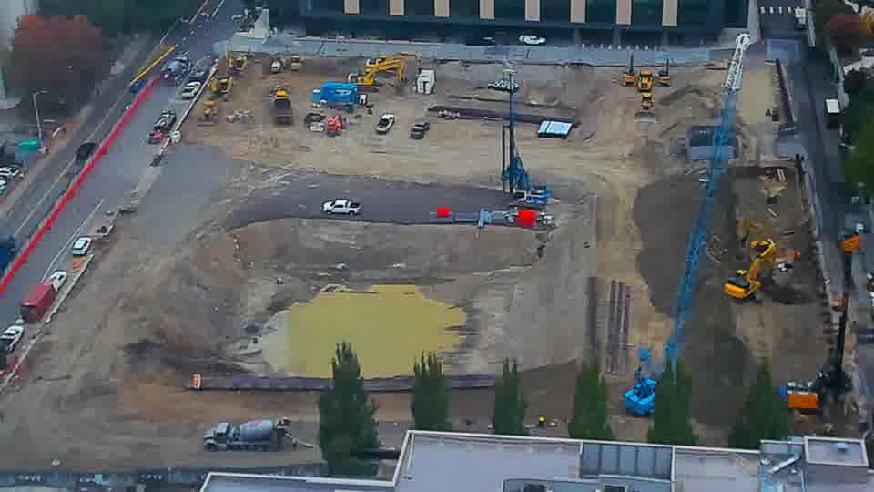 Construction camera frame at 9:30 AM PT. No visible change between these frames.