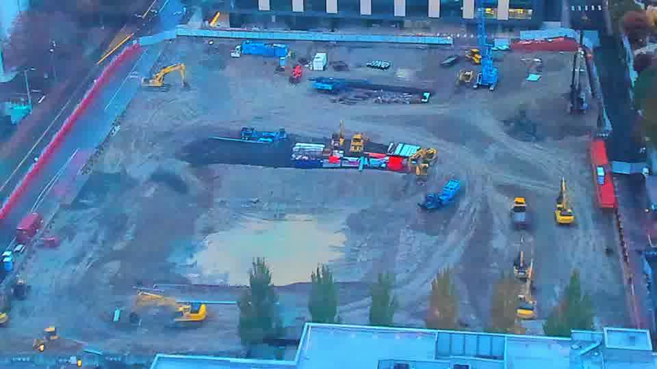 Construction camera frame at 8:00 AM PT. Frame saved. Automated comparison was skipped; activity has not been assessed.