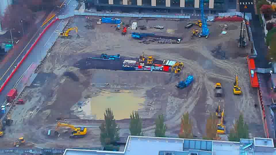 Construction camera frame at 9:30 AM PT. Frame saved. Automated comparison was skipped; activity has not been assessed.