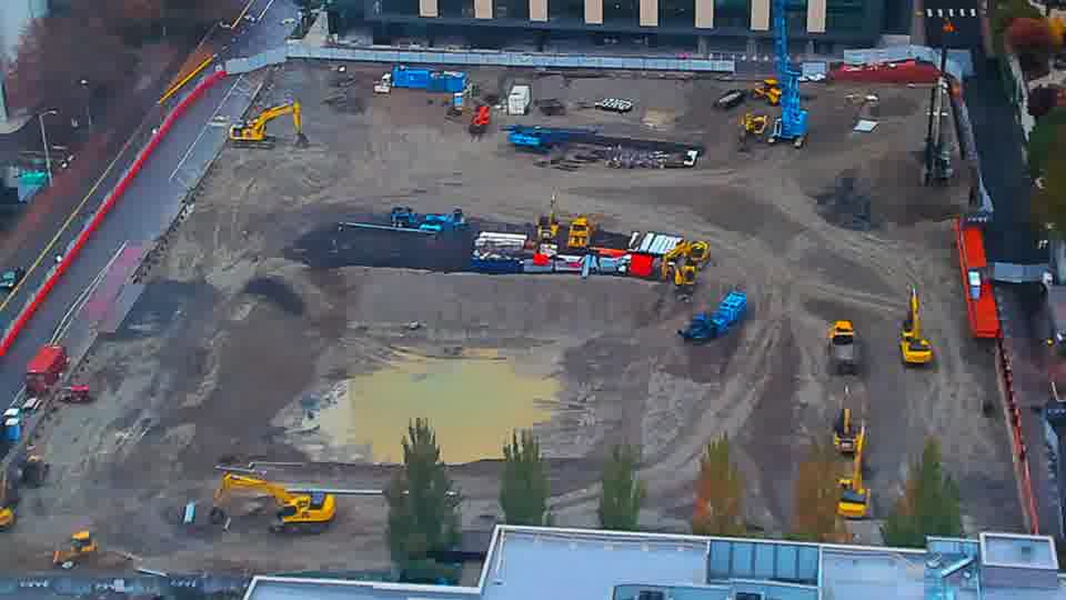 Construction camera frame at 10:30 AM PT. Frame saved. Automated comparison was skipped; activity has not been assessed.