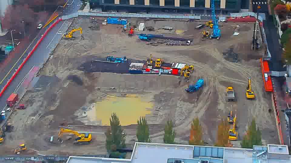 Construction camera frame at 12:45 PM PT. Frame saved. Automated comparison was skipped; activity has not been assessed.