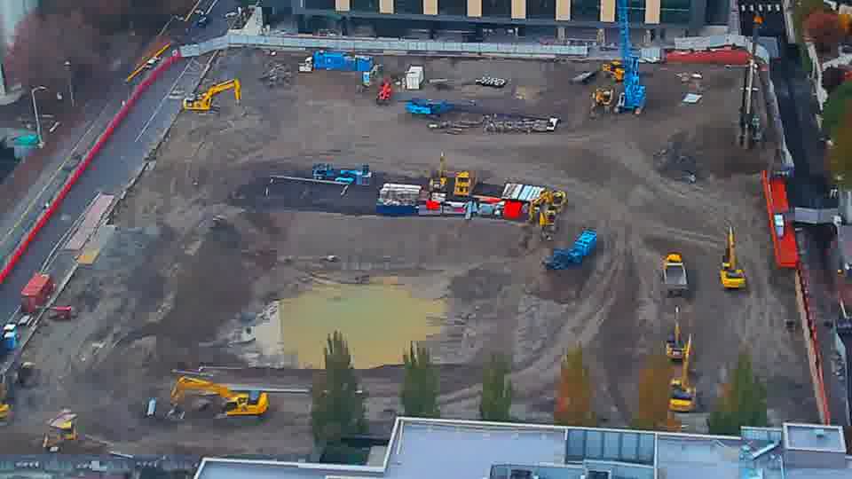 Construction camera frame at 4:15 PM PT. Frame saved. Automated comparison was skipped; activity has not been assessed.
