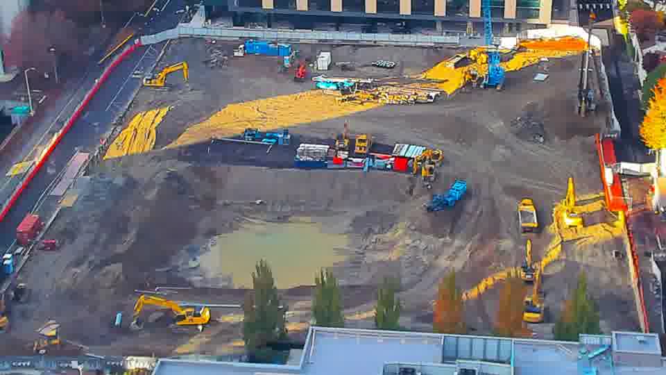 Construction camera frame at 4:45 PM PT. Frame saved. Automated comparison was skipped; activity has not been assessed.
