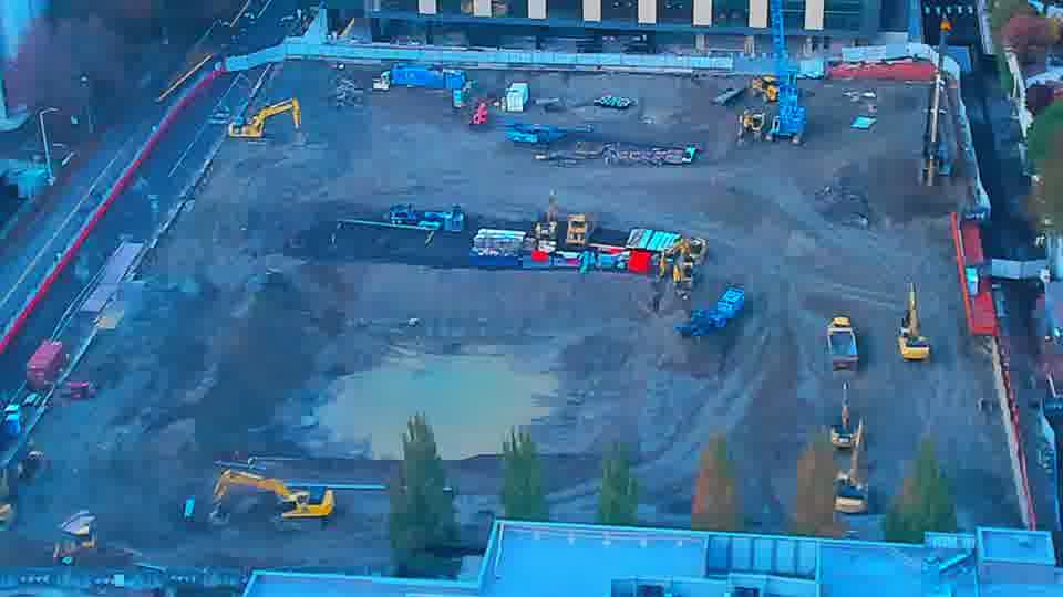 Construction camera frame at 5:30 PM PT. Frame saved. Automated comparison was skipped; activity has not been assessed.